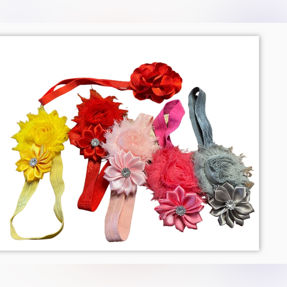 Chiffon flower headbands. Six included.